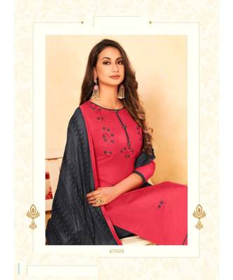 Red embroidery soft cotton unstitch churidar suits churidar salwar suits 2