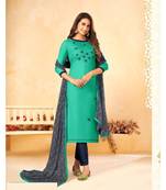 Green embroidery soft cotton unstitch churidar suits churidar salwar suits