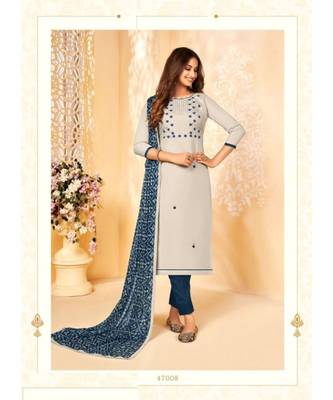 White embroidery soft cotton unstitch churidar suits churidar salwar suits 1