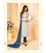 White embroidery soft cotton unstitch churidar suits churidar salwar suits