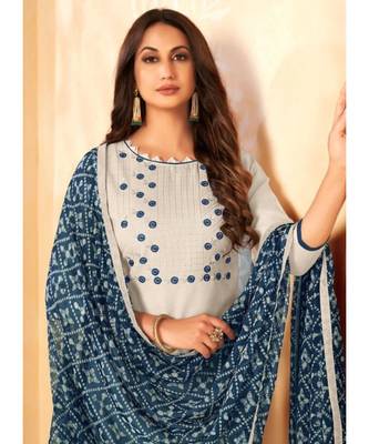 White embroidery soft cotton unstitch churidar suits churidar salwar suits 2