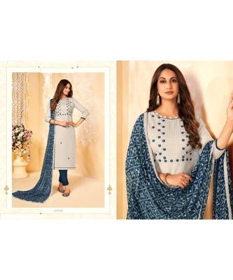 White embroidery soft cotton unstitch churidar suits churidar salwar suits 3