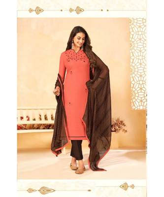 red embroidery soft cotton unstitch churidar suits churidar salwar suits 1