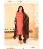 red embroidery soft cotton unstitch churidar suits churidar salwar suits