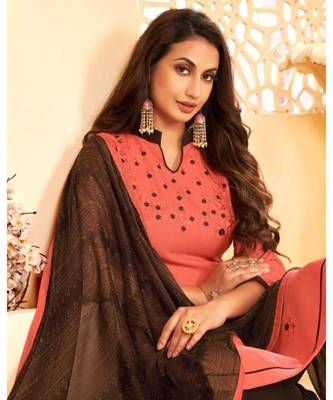 red embroidery soft cotton unstitch churidar suits churidar salwar suits 2