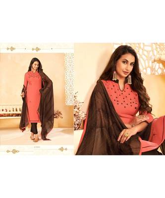 red embroidery soft cotton unstitch churidar suits churidar salwar suits 3