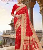 Banarasi Traditional Bandhani Sareee With Zari Embroidery Border