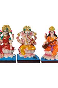 ESVAR STONECRAFT Laxmi Ganesh Saraswati Idol Maa Lakshmi Saraswati Ganesh Idol