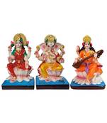 Esvar Stonecraft Laxmi Ganesh Saraswati Idol Multicolor Decorative Showpiece