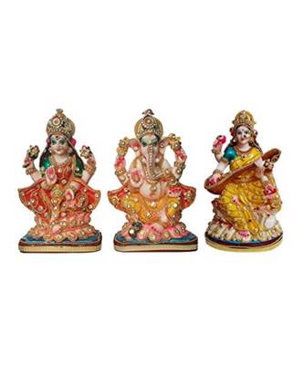 ESVAR STONECRAFT Laxmi Ganesh Saraswati Idol Maa Lakshmi Saraswati Ganesh Idol 1