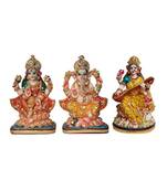 ESVAR STONECRAFT Laxmi Ganesh Saraswati Idol Maa Lakshmi Saraswati Ganesh Idol