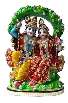 Esvar Stonecraft Radha Krishna Idol On Jhula / Jhula Radha Krishna Decoration Decorative Showpiece