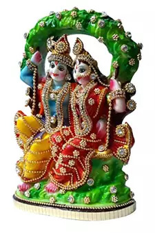 Esvar Stonecraft Multicolor Radha Krishna Jhula Showpiece