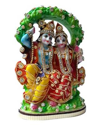 Esvar Stonecraft Multicolor Radha Krishna Jhula Showpiece 3