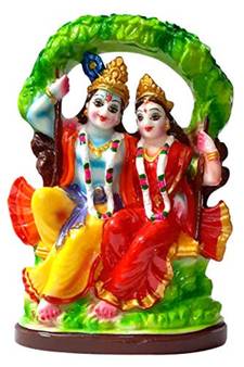 ESVAR STONECRAFT Poly Resin Hand Made Scupluture of Radha Krishna Idol ON JHULA