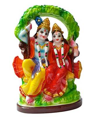 ESVAR STONECRAFT Poly Resin Hand Made Scupluture of Radha Krishna Idol ON JHULA 2