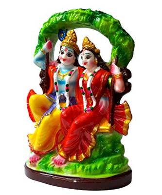 ESVAR STONECRAFT Poly Resin Hand Made Scupluture of Radha Krishna Idol ON JHULA 3