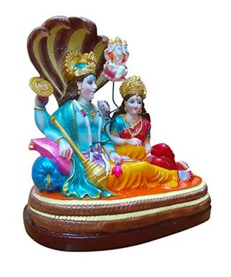 ESVAR STONECRAFT Vishnu Laxmi Ji Murti/Shri Lakshmi Narayan on Anant Nag 2