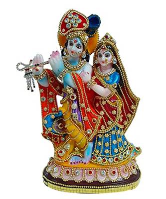 ESVAR STONECRAFT Poly Resin Hand Made Scupluture of Radha Krishna Mayure 1