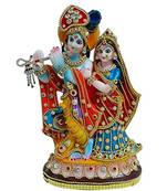 ESVAR STONECRAFT Poly Resin Hand Made Scupluture of Radha Krishna Mayure