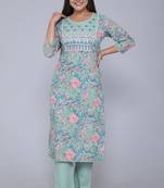 Vastravilla Women,s Cotton Febric Embrodiery Work Kurti With Palazzo Set