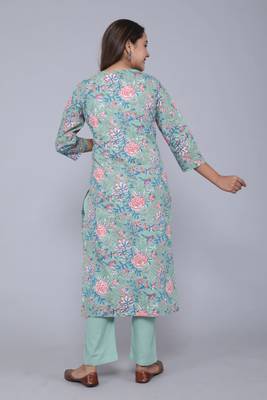 Vastravilla Women,s Cotton Febric Embrodiery Work Kurti With Palazzo Set 2