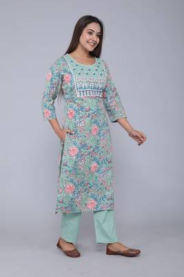 Vastravilla Women,s Cotton Febric Embrodiery Work Kurti With Palazzo Set 4