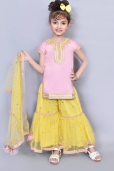 Pink kurti yellow sarara