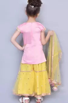 Pink kurti yellow sarara