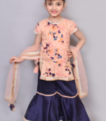 Peach kurta blue sarara