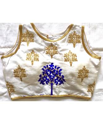 Cotton Silk Gold Diamond Handwork & Embroidery Coding Work Stitched Blouse(38+4Inch Margin) 1