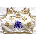 Cotton Silk Gold Diamond Handwork & Embroidery Coding Work Stitched Blouse(38+4Inch Margin)