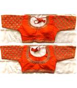 Floral Round Neck Zari Diamond Work Stitched Blouse (38+4InchMargin)