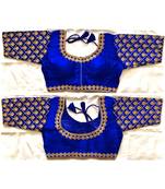 Floral Round Neck Zari Diamond Work Stitched Blouse (38+4InchMargin)