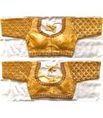 Floral Round Neck Zari Diamond Work Stitched Blouse (38+4InchMargin)