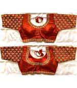 Floral Round Neck Zari Diamond Work Stitched Blouse (38+4InchMargin)