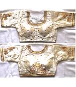 Floral Round Neck Cotton Silk Embroidery Stitched Blouse(38+4Inch Margin)