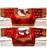 Round Neck Phantom Silk Gold Zari Diamond Embroidery Stitched Blouse