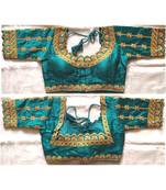 Round Neck Phantom Silk Gold Zari Diamond Embroidery Stitched Blouse