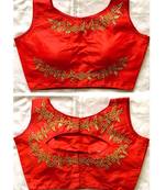 Banglory Silk  Embroidered Work Stitched Blouse(38+4Inch Margin)