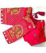 Banglory Silk  Embroidered Work Stitched Blouse(38+4Inch Margin)