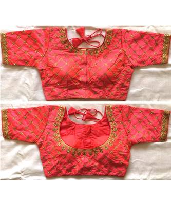 Banglory Silk  Embroidered Work Stitched Blouse(38+4Inch Margin) 1