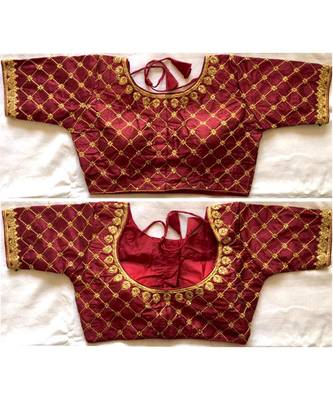 Banglory Silk  Embroidered Work Stitched Blouse(38+4Inch Margin) 1