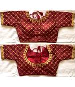 Banglory Silk  Embroidered Work Stitched Blouse(38+4Inch Margin)