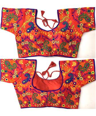Cotton Silk traditional embroidery Stitched Blouse(38+4Inch Margin) 1