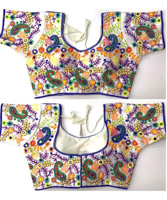 Cotton Silk traditional embroidery Stitched Blouse(38+4Inch Margin) 1