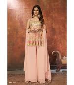 Peach Color Georgette Material Mirror Work Salwar Kameez With Dupatta