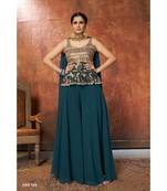 Aequa Blue Color Georgette Base Mirror Work Salwar Kameez