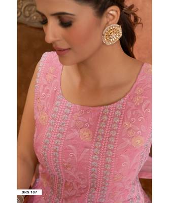 Pink Color Zari Work Salwar Kameez With Soft Net Dupatta Set 3