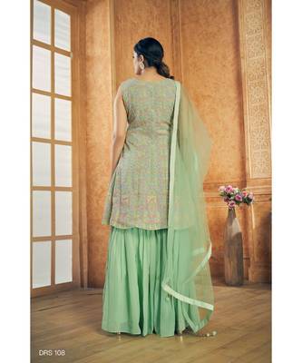Green Zari Work Salwar Kameez Dupatta 2
